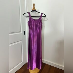 Sleek Satin Slip Dress in Vibrant Magenta Size S